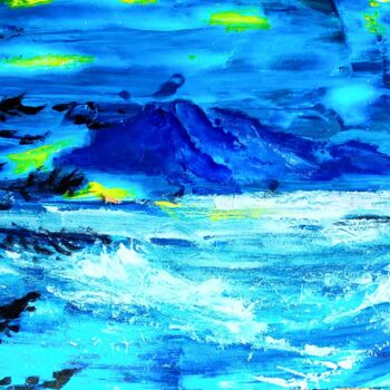 Malerei mit dem Titel "Seacoast night" von Lena Vanli, Original-Kunstwerk, Öl