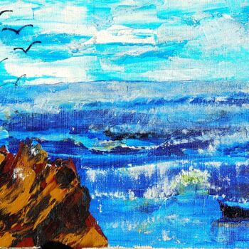 Malerei mit dem Titel "Sea seagulls 10/15…" von Lena Vanli, Original-Kunstwerk, Öl