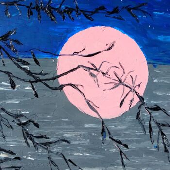 Painting titled "Moon Oil original p…" by Lena Vanli, Original Artwork, Oil