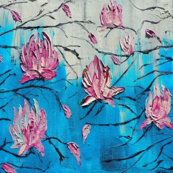 Peinture intitulée "Magnolia bloem coul…" par Lena Vanli, Œuvre d'art originale, Huile