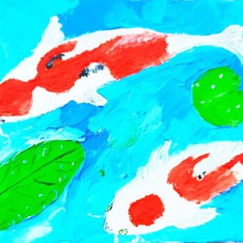 Pintura intitulada "Fish coi oil origin…" por Lena Vanli, Obras de arte originais, Óleo