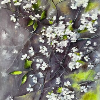 Peinture intitulée "Cherry blossoms" par Lena Zoria, Œuvre d'art originale, Huile Monté sur Châssis en bois