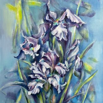 Painting titled "IRIS" by Lena Zoria, Original Artwork, Oil Mounted on Wood Stretcher frame