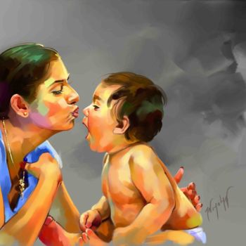 Digitale Kunst mit dem Titel "Love" von Lena Bharathi, Original-Kunstwerk, Digitale Malerei