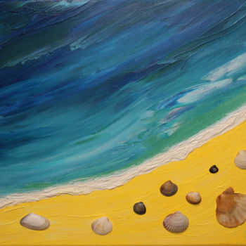 Pintura titulada "The beach, sea and…" por Helen Dan, Obra de arte original, Oleo Montado en Bastidor de camilla de madera