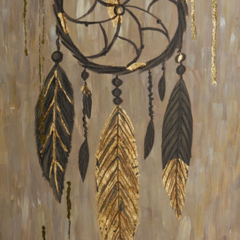 Painting titled "The dreamcatcher wi…" by Helen Dan, Original Artwork, Acrylic Mounted on Wood Stretcher frame