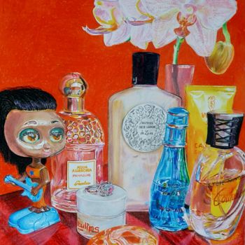 Dessin intitulée "Perfume Game" par Elena Borisova, Œuvre d'art originale, Aquarelle