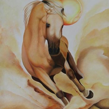 Painting titled "mon-cheval-adore2.j…" by Lenda Bavedila, Original Artwork