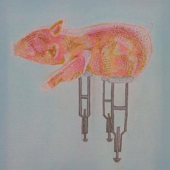 Painting titled "Pig on Crutches" by Philip Lendrum, Original Artwork