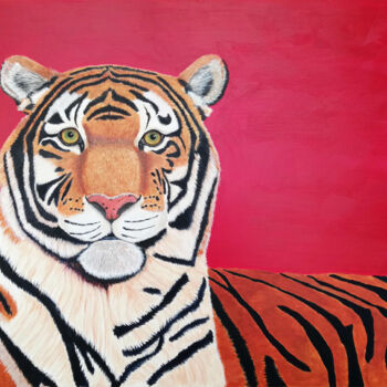 Schilderij getiteld "Tiger - Serie Perfe…" door Lene Daugaard, Origineel Kunstwerk, Acryl Gemonteerd op Frame voor houten br…