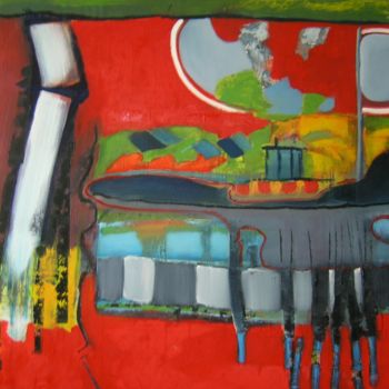 "Red Landscape" başlıklı Tablo Lenie Van Den Bulk tarafından, Orijinal sanat, Petrol