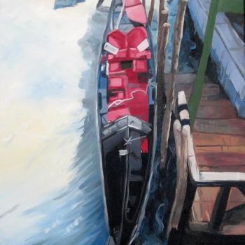 Peinture intitulée "Small Red Gondola" par Lenka Graner, Œuvre d'art originale, Huile