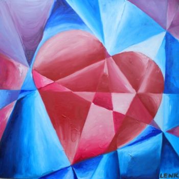 Painting titled "Jewel Heart" by Lenka Graner, Original Artwork, Oil