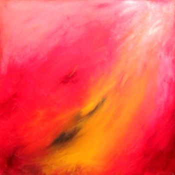 Painting titled "Red Hot Burning Fir…" by Lenka Graner, Original Artwork, Oil Mounted on Wood Stretcher frame