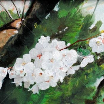 Malarstwo zatytułowany „Cherry Blossom Clus…” autorstwa Lenka Graner, Oryginalna praca, Olej