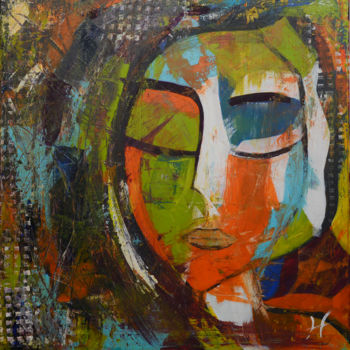 Painting titled "FATIMA" by Lénon B, Original Artwork, Acrylic Mounted on Wood Stretcher frame