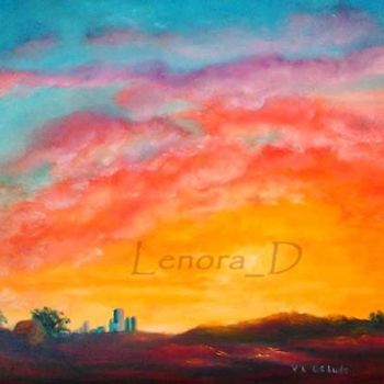 Painting titled "Brilliant Sunset" by Lenora De Lude, Original Artwork