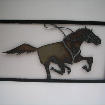 Sculpture titled "cheval au galop" by François Lenormand, Original Artwork, Metals