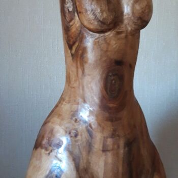 Sculpture titled "torse (travail inac…" by Leo Adam (Leonid Shatsylo), Original Artwork, Wood