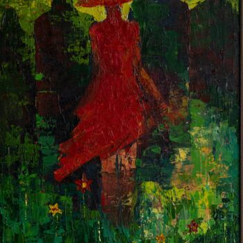 Painting titled ""Red Autumn"" by Leo Adam (Leonid Shatsylo), Original Artwork, Oil