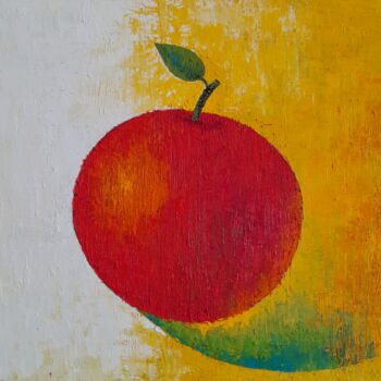 Pittura intitolato "flying apple" da Leo Adam (Leonid Shatsylo), Opera d'arte originale, Olio