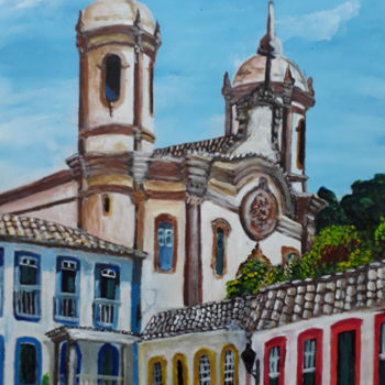 Painting titled "Ouro Preto MG" by Leo Assunção, Original Artwork, Acrylic