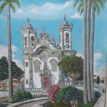 Painting titled "Igreja São Francisc…" by Leo Assunção, Original Artwork, Oil