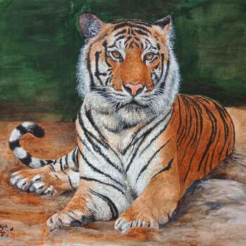 Pittura intitolato "Bengal Tiger 1" da Leo Budhi, Opera d'arte originale, Olio