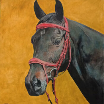 Картина под названием "Head of Horse 3" - Leo Budhi, Подлинное произведение искусства, Масло