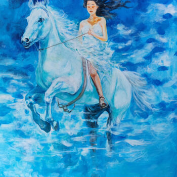 Malerei mit dem Titel "The bride galloping…" von Leo,Keihung Yip, Original-Kunstwerk, Acryl