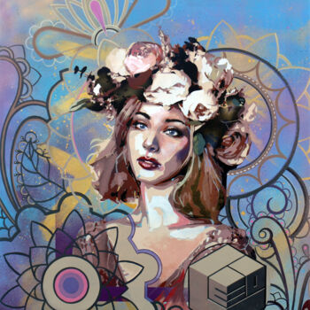 Malerei mit dem Titel "Primavera" von Leo Montemanni, Original-Kunstwerk, Sprühfarbe
