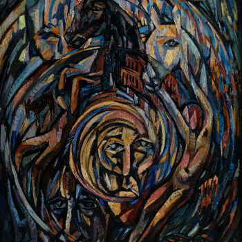 Schilderij getiteld "Зеркало времени/The…" door Leo Myastsov, Origineel Kunstwerk, Olie