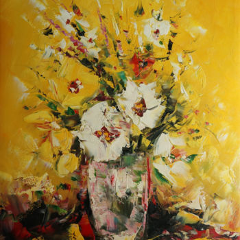 Painting titled "Flowers" by Leo, Original Artwork, Oil