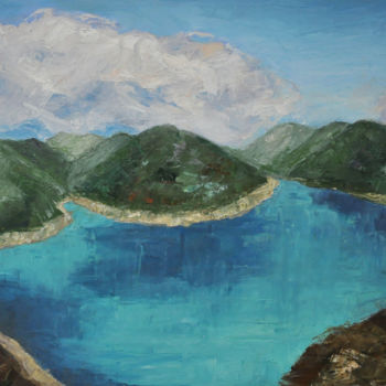 Painting titled "Lake, Georgia" by Ekaterina Leonardovna, Original Artwork, Oil