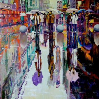 Painting titled ""LLUVIA"" by Andrades, Original Artwork, Oil