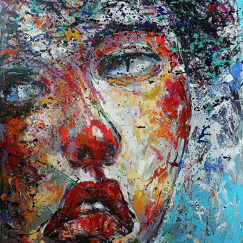 Картина под названием "Face 02" - Hai Nguyen, Подлинное произведение искусства, Масло