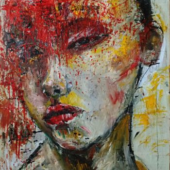 Painting titled "Face 08" by Hai Nguyen, Original Artwork, Oil