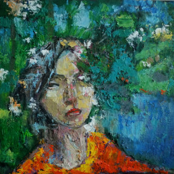 Pintura intitulada "In  the blooms 07" por Hai Nguyen, Obras de arte originais, Óleo
