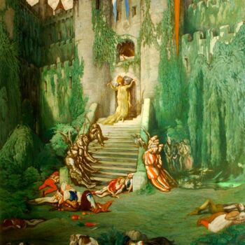 Schilderij getiteld "The Princess and th…" door Léon Bakst, Origineel Kunstwerk, Olie