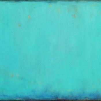 Pintura intitulada "Mint Blue Abstract…" por Leon Grossmann, Obras de arte originais, Acrílico