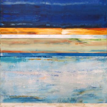 Pittura intitolato "Blue White Abstract…" da Leon Grossmann, Opera d'arte originale, Acrilico
