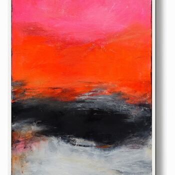 Картина под названием "Orange Grey Abstrac…" - Leon Grossmann, Подлинное произведение искусства, Акрил