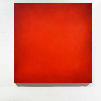 Painting titled "Neon Red Abstract P…" by Leon Grossmann, Original Artwork, Acrylic Mounted on Wood Stretcher frame