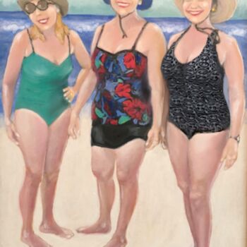 Painting titled "Beach Booms" by Patricia Leone, Original Artwork, Oil