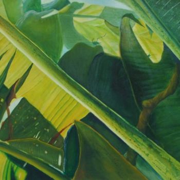 Pintura intitulada "Banana Leaves" por Leonard Aitken, Obras de arte originais, Óleo