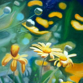 Pintura titulada "Chrysanthemums" por Leonard Aitken, Obra de arte original, Oleo
