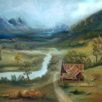 Pintura intitulada "Near Twilight" por Leonard Aitken, Obras de arte originais, Óleo