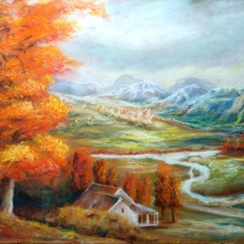 Pintura intitulada "Autumn Afternoon" por Leonard Aitken, Obras de arte originais, Óleo