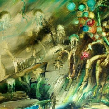 Pintura titulada "Deep Sea Epitaph" por Leonard Aitken, Obra de arte original, Oleo