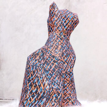 Sculpture titled "The Patterned Cat" by Leonardo Alonso, Original Artwork, Resin